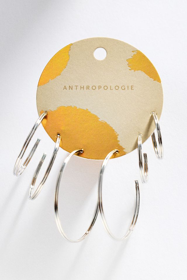 By Anthropologie Ribbed Hoop Earrings, Set of 3 #1