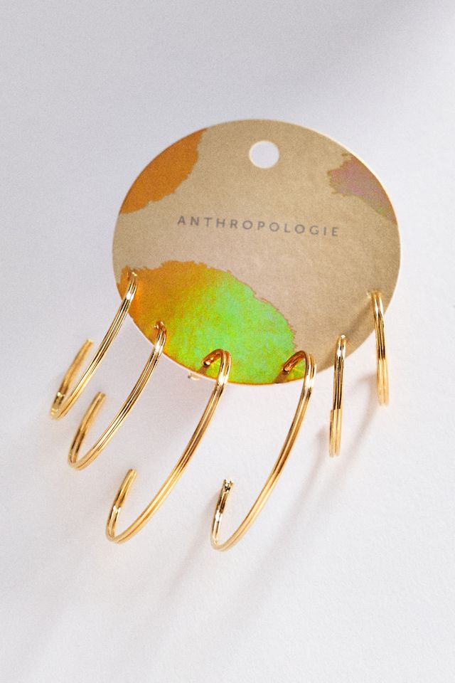 By Anthropologie Ribbed Hoop Earrings, Set of 3 #1