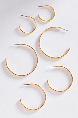 By Anthropologie Ribbed Hoop Earrings, Set of 3