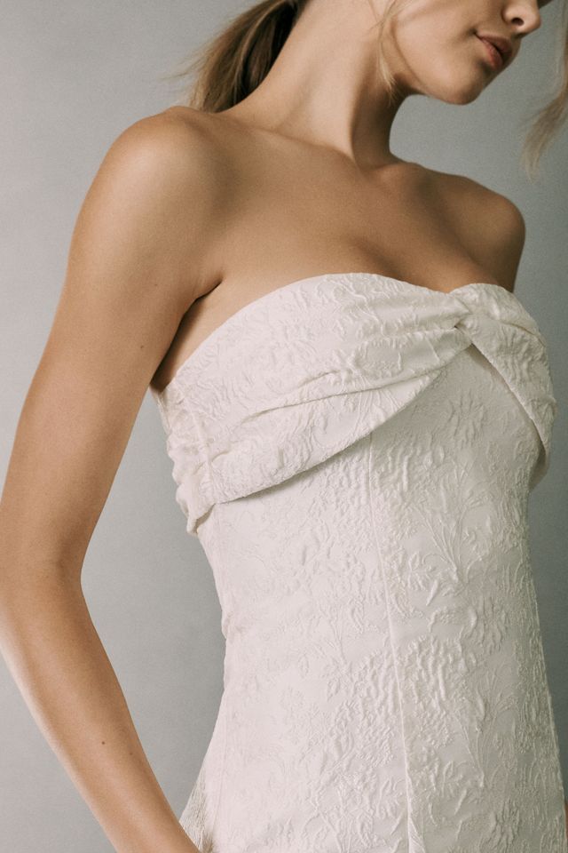 BHLDN Strapless Knotted Jacquard Mini Dress #3