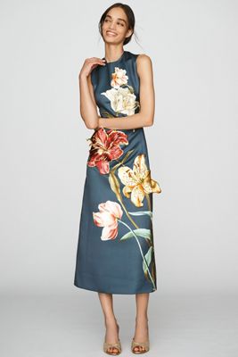 LEO LIN Cleo Embroidered Midi Dress