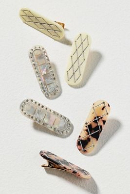 By Anthropologie Mini Resin Rhinestone Hair Clips, Set of 6