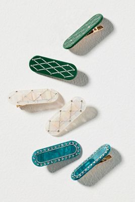 By Anthropologie Mini Resin Rhinestone Hair Clips, Set of 6