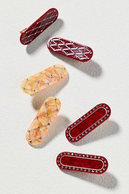 By Anthropologie Mini Resin Rhinestone Hair Clips, Set of 6