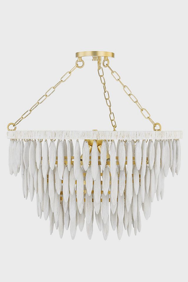 Tiffany Cascade Whitewashed Wooden Bead Chandelier #1