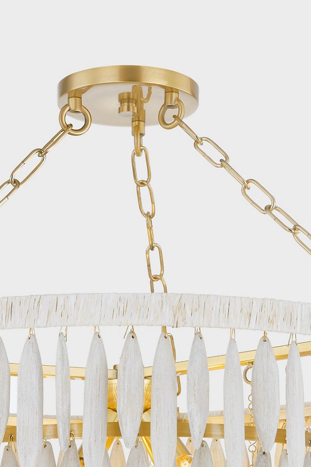 Tiffany Cascade Whitewashed Wooden Bead Chandelier #2