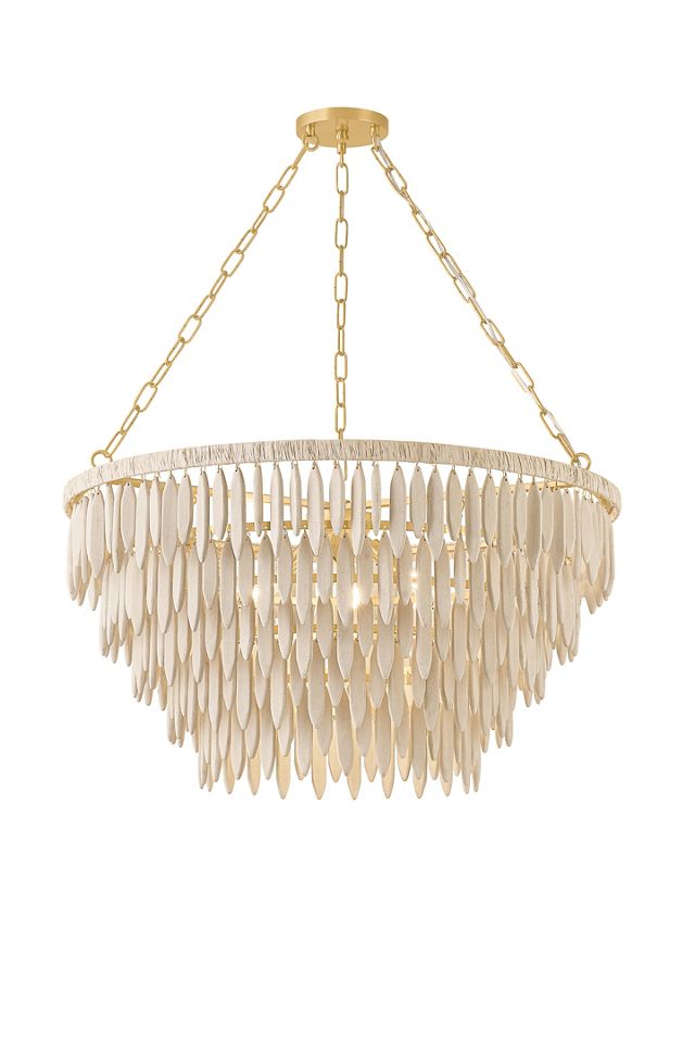 Tiffany Cascade Whitewashed Wooden Bead Chandelier #3