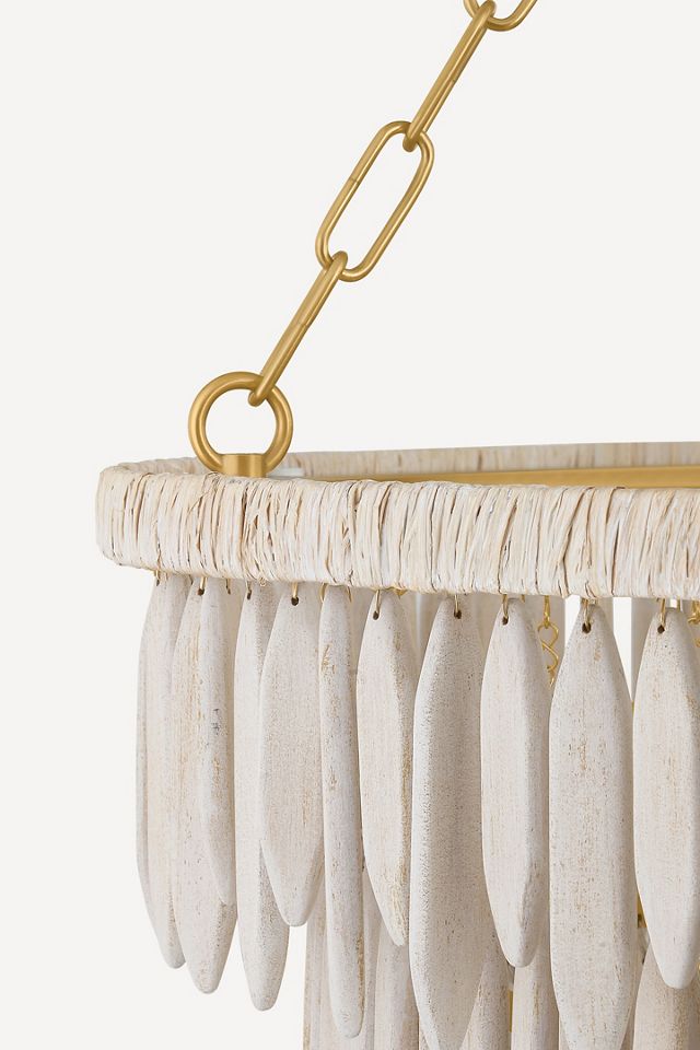 Tiffany Cascade Whitewashed Wooden Bead Chandelier #5