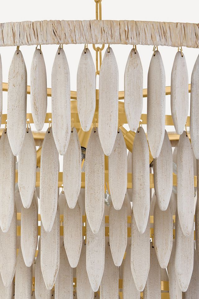 Tiffany Cascade Whitewashed Wooden Bead Chandelier #6