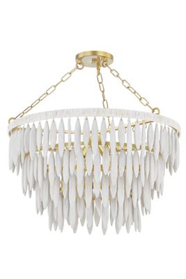 Tiffany Cascade Whitewashed Wooden Bead Chandelier