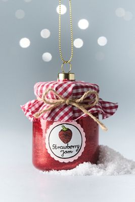 Strawberry Jam Jar Glass Ornament