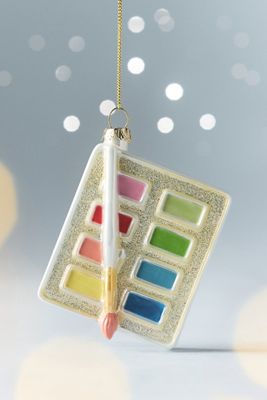 Water Color Palette Glass Ornament