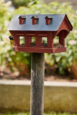 Covered Bridge Reclaimed Barn Wood Bird Feeder