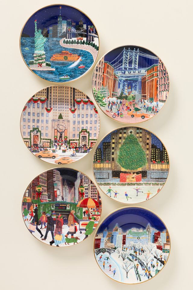 Holiday in the City New York Stoneware Dessert Plates, Set of 6 #1