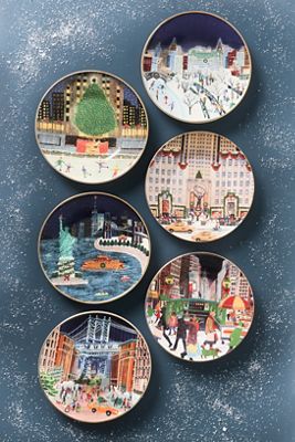 Holiday in the City New York Stoneware Dessert Plates, Set of 6