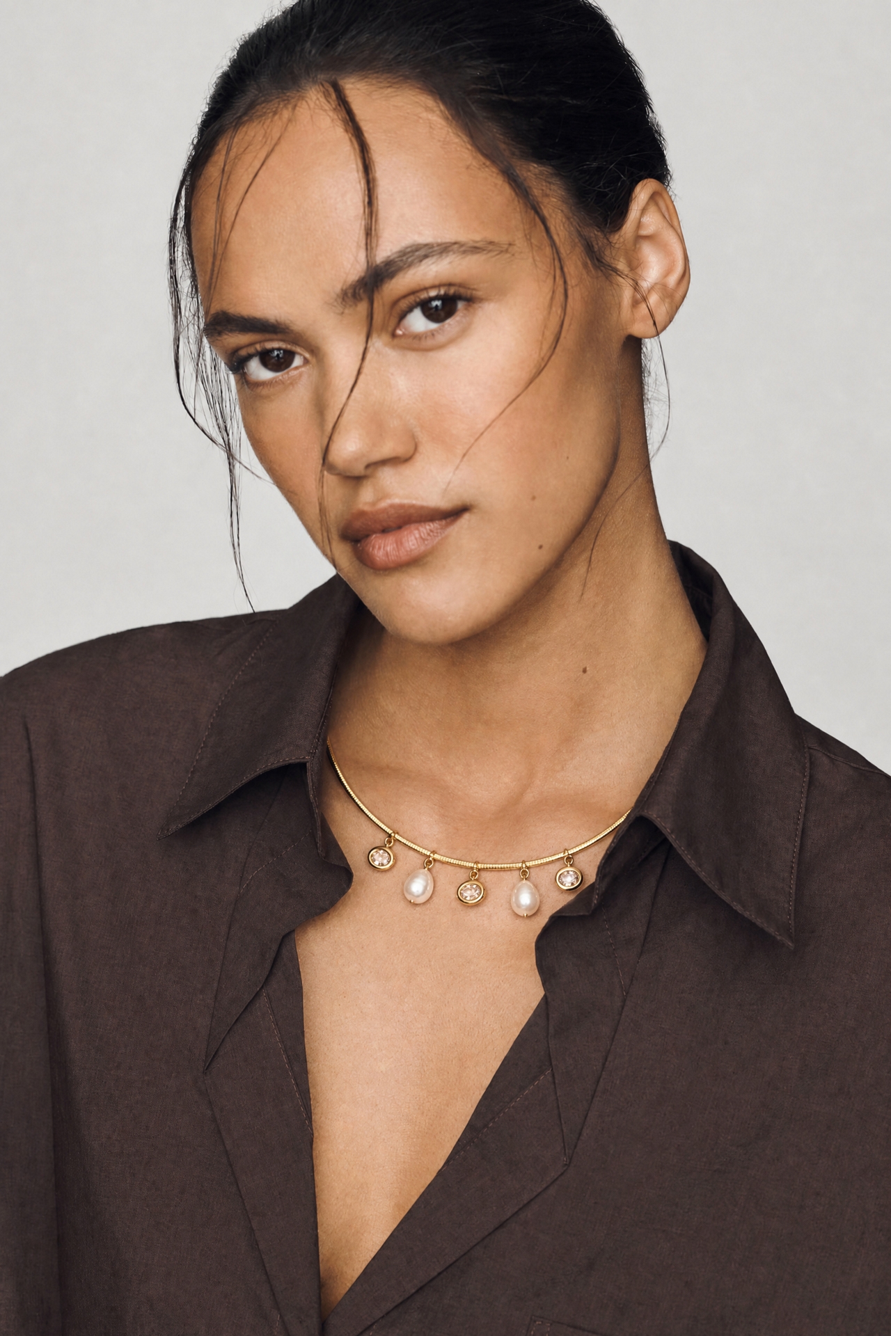 Mixed Pearl Collar Necklace
