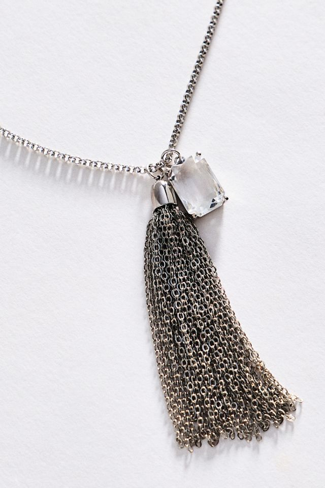 By Anthropologie Fringed Crystal Pendant Necklace #1