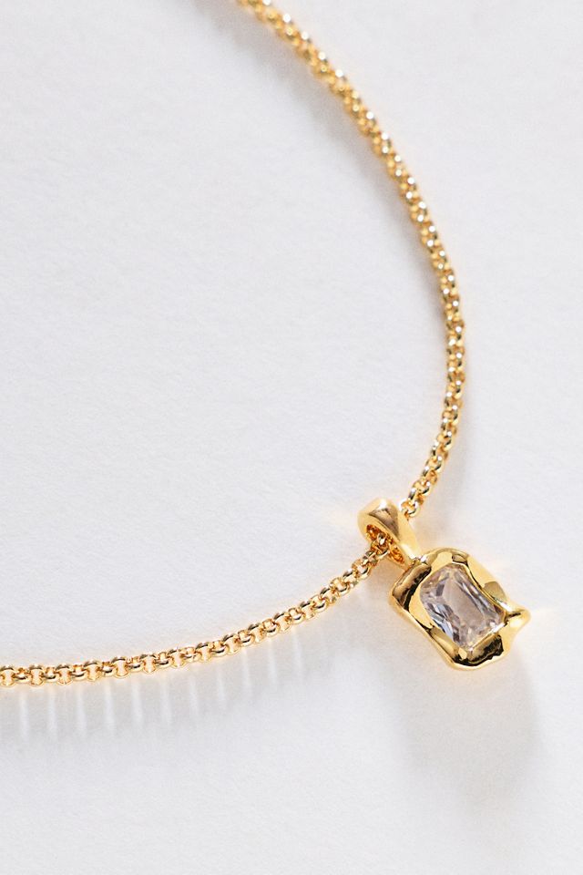 By Anthropologie Bezel Crystal Pendant Necklace #1