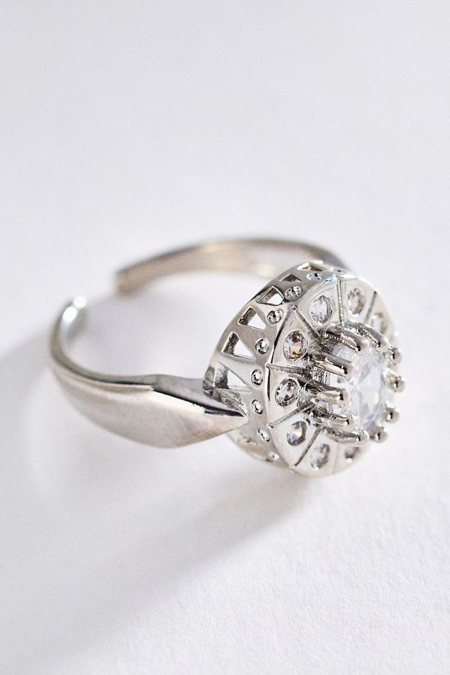 By Anthropologie Crystal Cocktail Signet Ring #1
