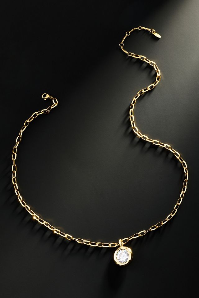 By Anthropologie Demi-Fine Linked Chain Pendant Necklace #1