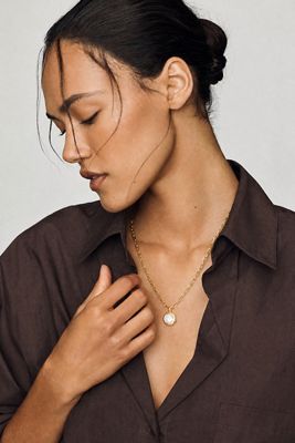 By Anthropologie Demi-Fine Linked Chain Pendant Necklace