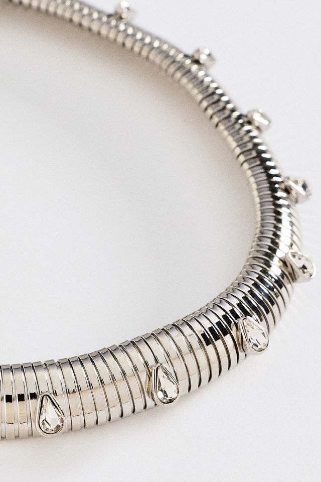 Ribbed Crystal Collar Necklace #1
