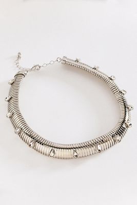 Ribbed Crystal Collar Necklace