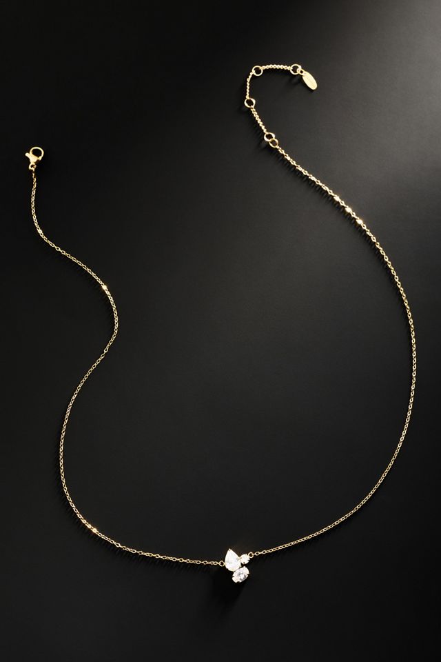 By Anthropologie Demi-Fine Clustered Crystal Necklace #1