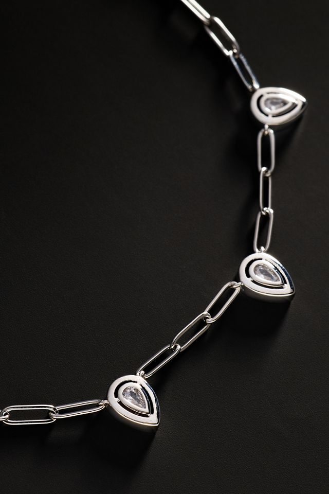 By Anthropologie Demi-Fine Paperclip Crystal Necklace #1