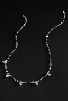 By Anthropologie Demi-Fine Paperclip Crystal Necklace