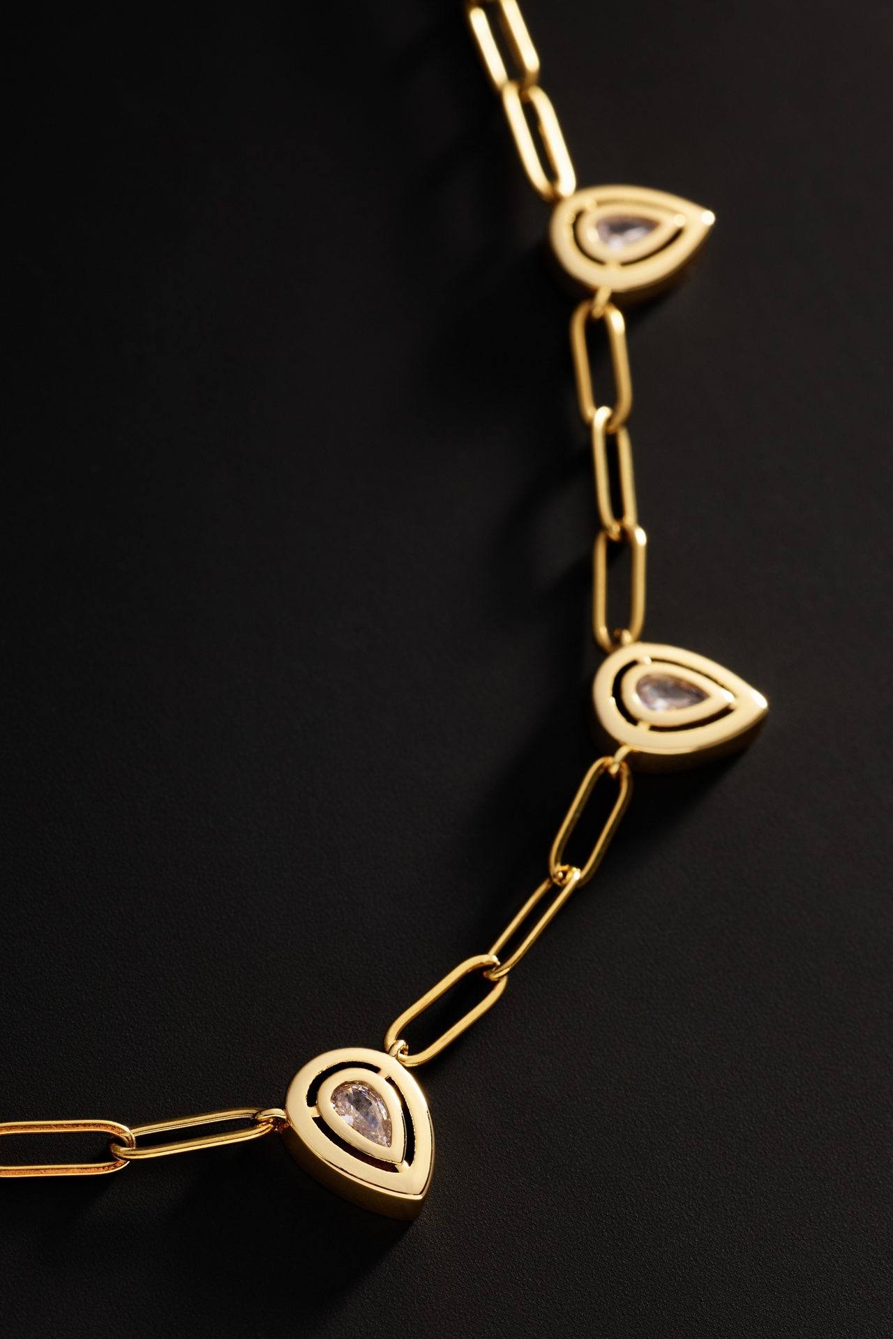 By Anthropologie Demi-Fine Paperclip Crystal Necklace