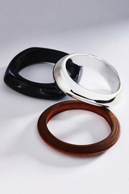 By Anthropologie Mixed Material Bangles, Set of 3