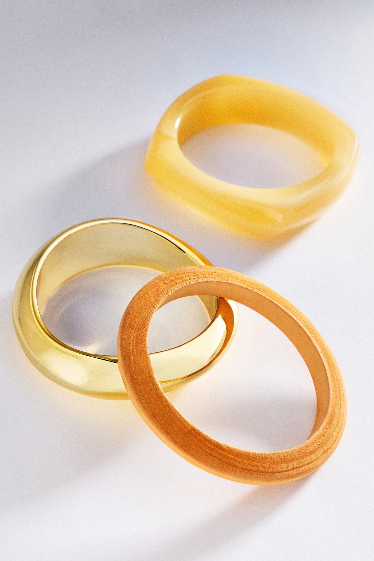 By Anthropologie Mixed Material Bangles, Set of 3