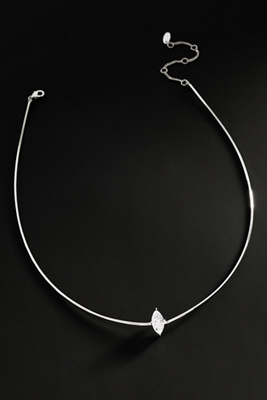 By Anthropologie Demi-fine Delicate Marquise Pendant Necklace In Silver