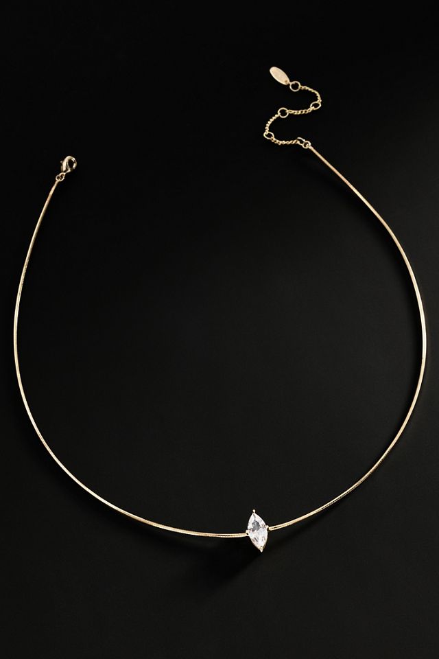 By Anthropologie Demi-Fine Delicate Marquise Pendant Necklace #2