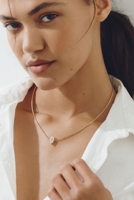 By Anthropologie Demi-Fine Delicate Marquise Pendant Necklace