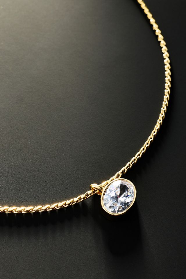 By Anthropologie Demi-Fine Crystal Bezel Necklace #3