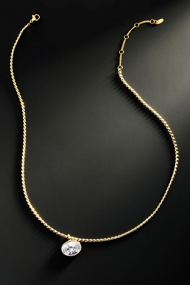 By Anthropologie Demi-Fine Crystal Bezel Necklace #2