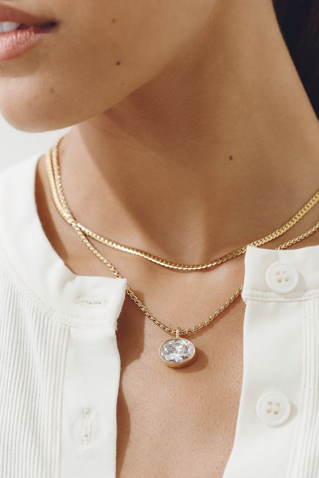 By Anthropologie Demi-Fine Crystal Bezel Necklace #1