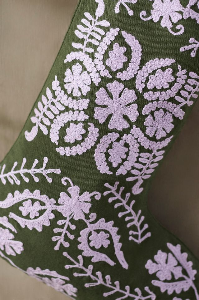 Crewel Stitch Cotton Stocking #1