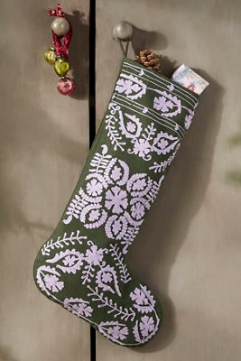 Terrain Crewel Stitch Cotton Stocking