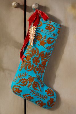 Crewel Stitch Cotton Stocking