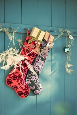 Terrain Crewel Stitch Cotton Stocking