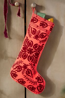 Terrain Crewel Stitch Cotton Stocking