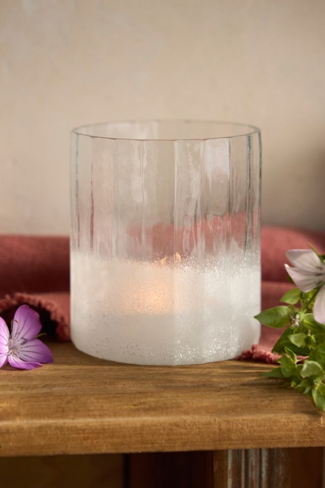 Frosty Faceted Glass Hurricane #1