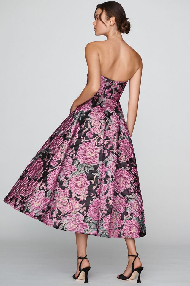 Mac Duggal Floral Brocade Strapless Midi Dress #1