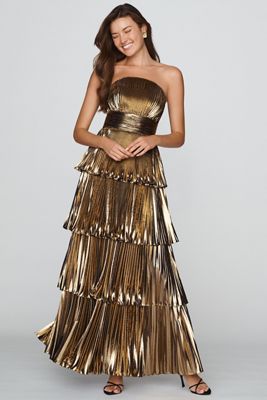 Mac Duggal Strapless Tiered Maxi Gown