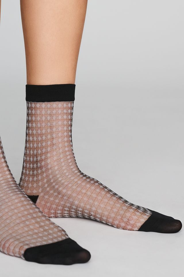 By Anthropologie Textured Sheer Crew Socks #1
