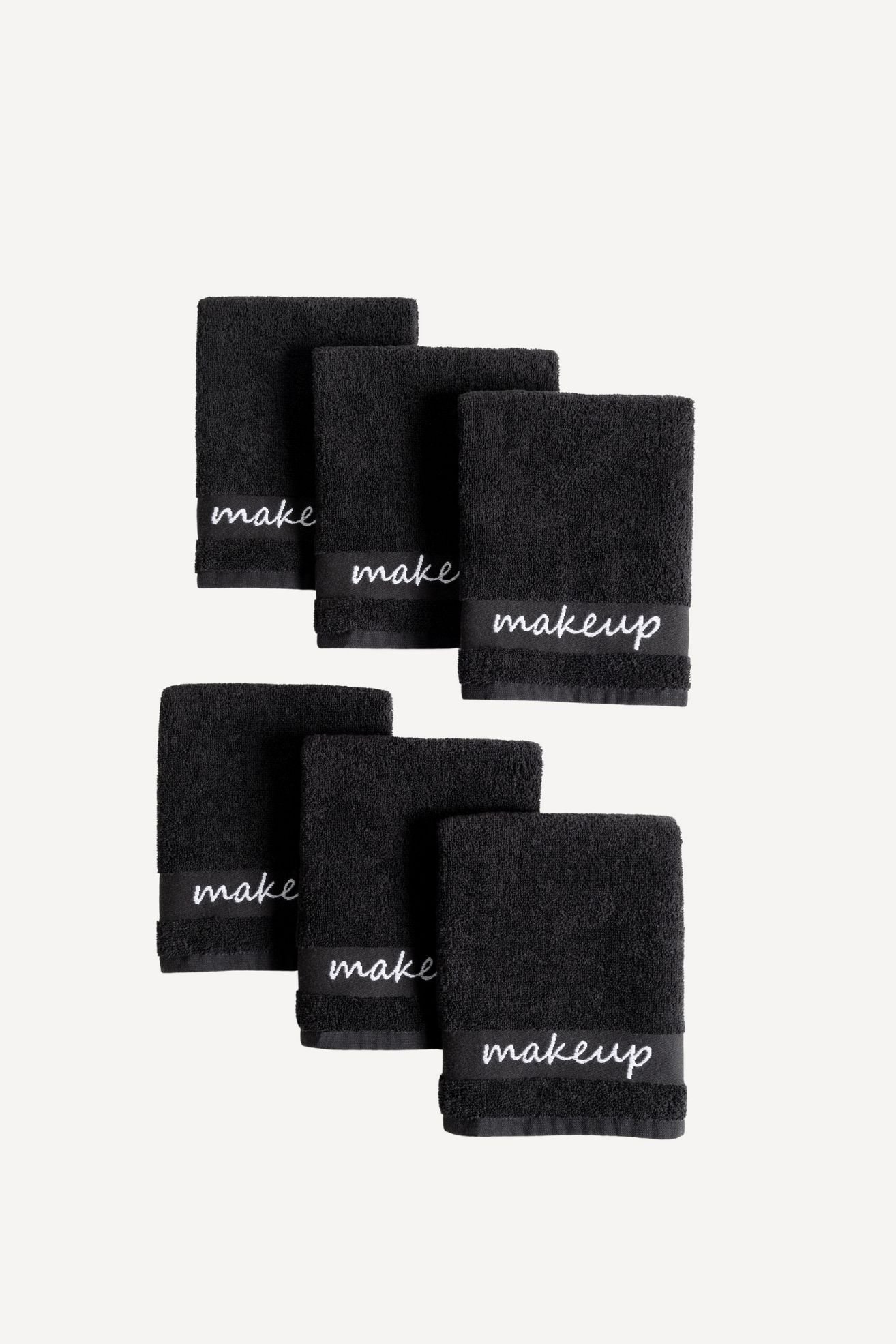 Kassatex Makeup Towels, Set of 6 - Black, Wash Cloth