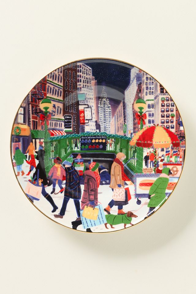 Holiday in the City Stoneware Dessert Plate #2